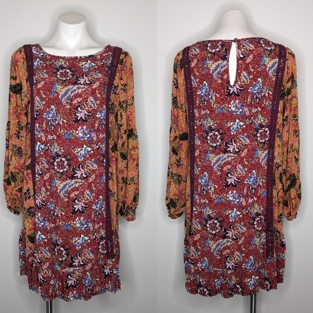 ✨3/$15 Matilda Jane red orange floral midi dress S